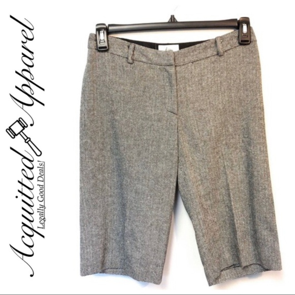 Milly Grey Wool Dress Shorts Flat Front Bermuda